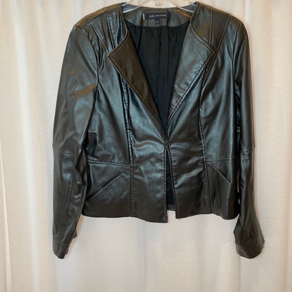 Anne Klein Black "Leather Look" Jacket Size 10